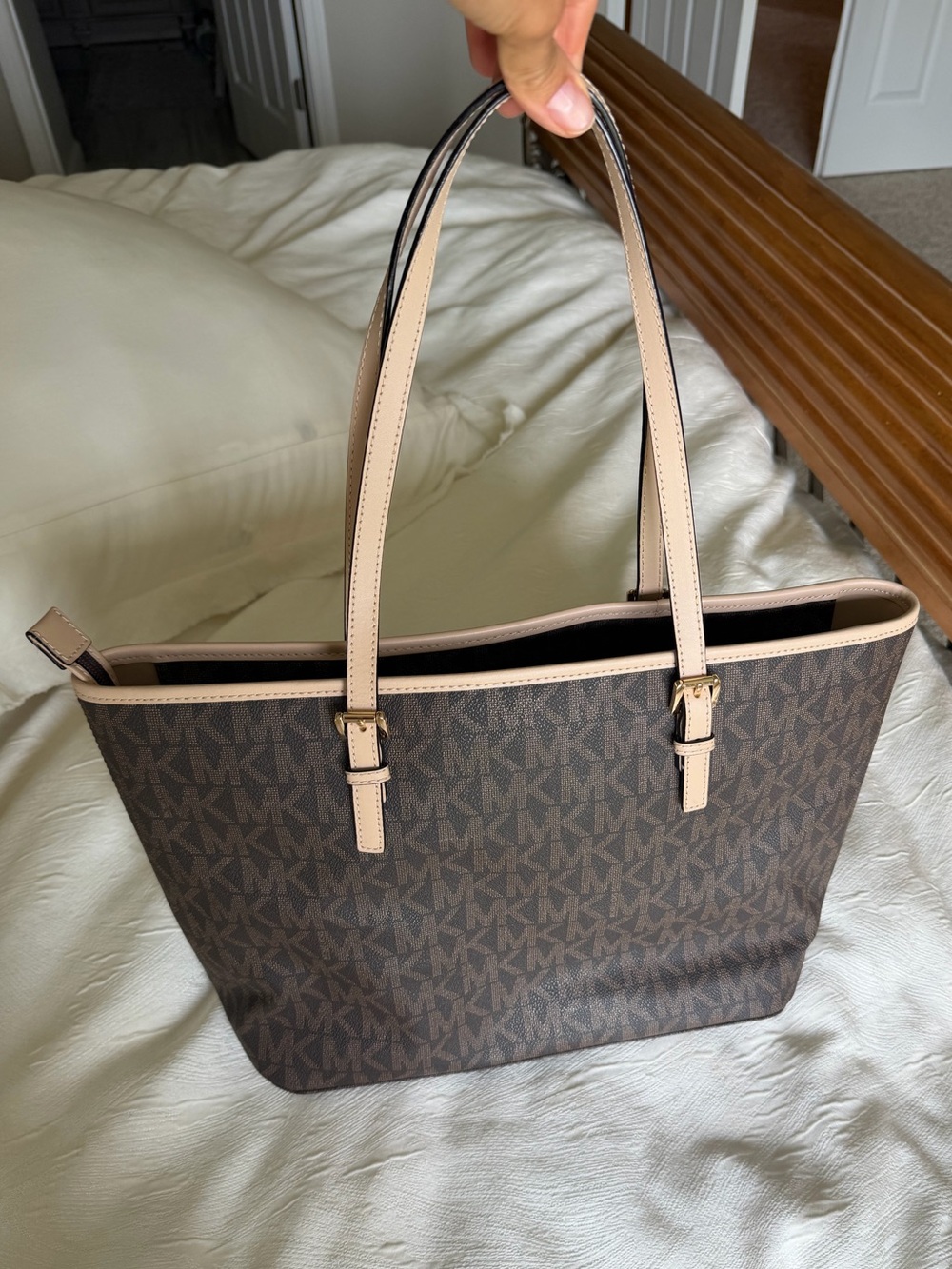 Michael Kors Jet Set Travel Brown Logo Tote Bag NWT